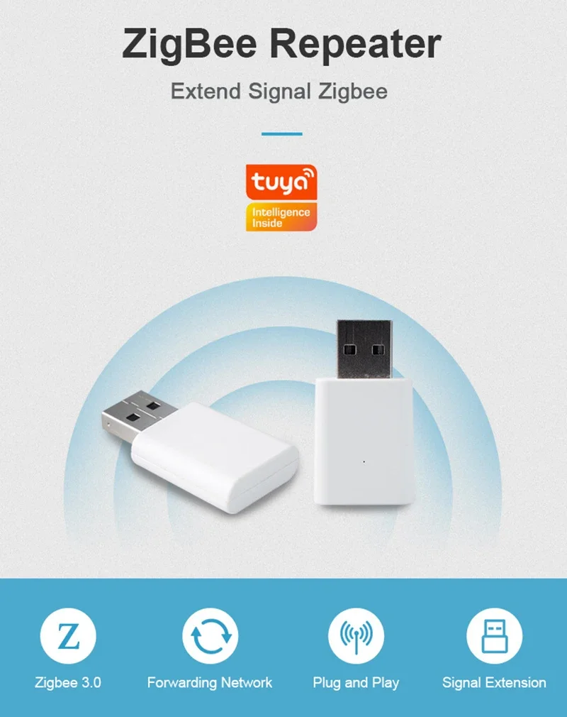 Tuya ZigBee Signal Repeater USB Extender For Smart Life Zigbee Sensors Expand 20-30M Mesh Home Assistant Deconz Automation