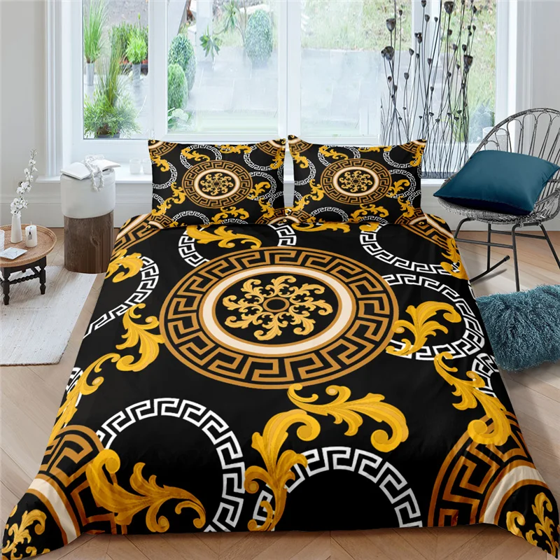 

Luxury 3D Golden Mandala Print 2/3Pcs Kids Aldult Bedding Set Bohemia Duvet Cover Pillowcase Home Textile Single/Queen/King Size