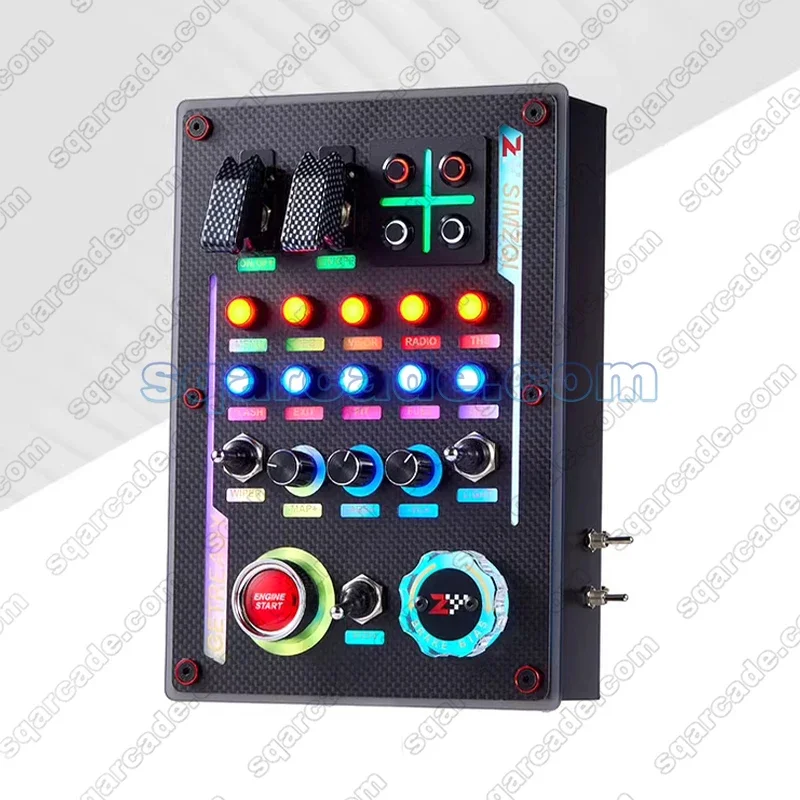 Simulator Balap SIMZQI X5 RGB Kotak Kontrol Kotak Tombol Pusat Balap PC USB Multifungsi untuk Thrustmaster Logitech Simaginic