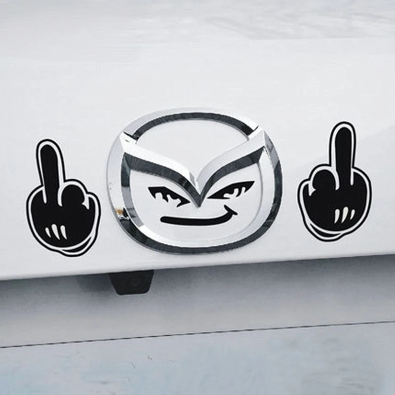 Car Stickers Middle Finger Funny Reflective Decals For Mazda 3/6 Axela Atenza CX-30/4/5 Logo Trunk Auto Tuning Styling