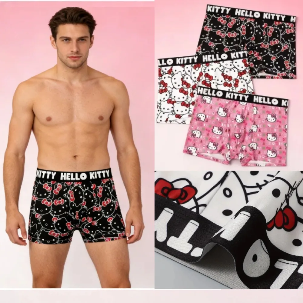 Paquete de 6 Calzoncillos Deportivos para Hombre con Estampado de Hello Kitty, Talla Grande, Transpirables, de Secado Rápido
