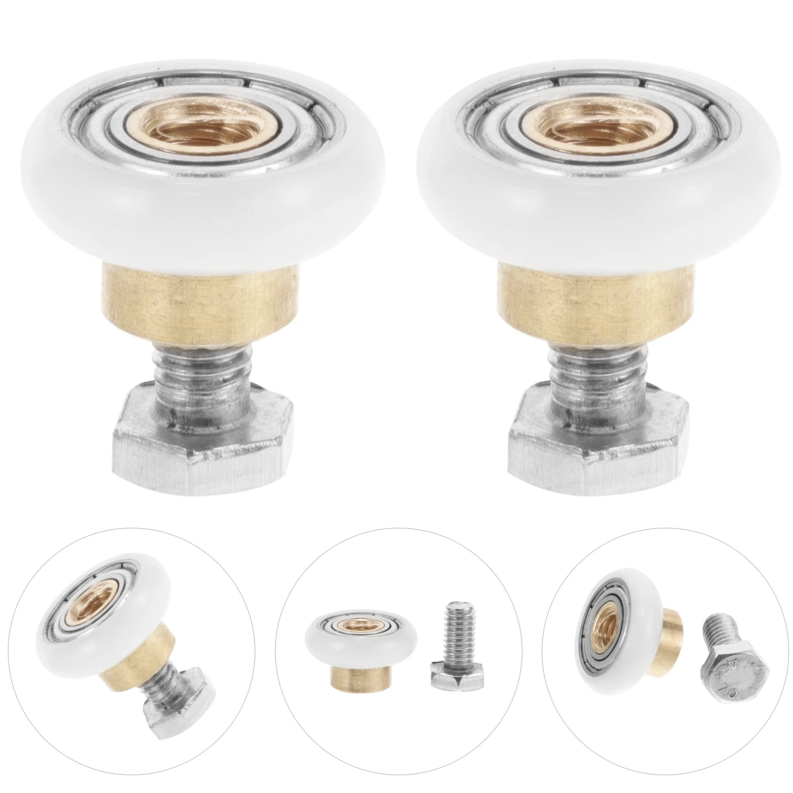 

8 Pcs Rollers 20mm Copper Bearings Stainless Glass Shower Door Rollers Replacement Screws Sliding Glass Door Hardware Parts
