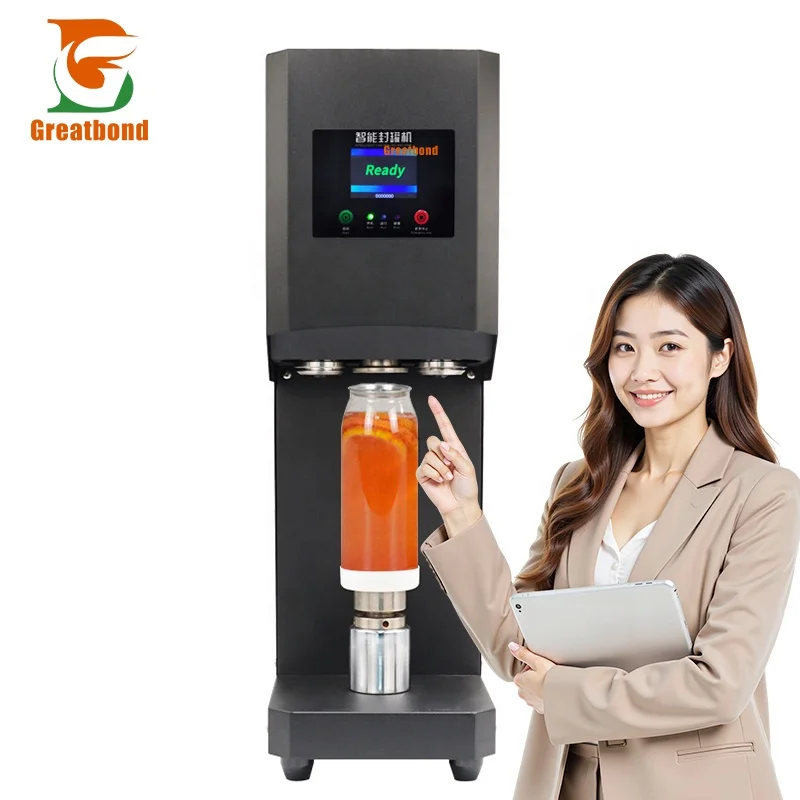 Factory Hot Sale Non-rotating Automatic Portable Drink Can Seamer Bottle Bubble Tea Metal Tin Sealer Seaming Sealing Machine