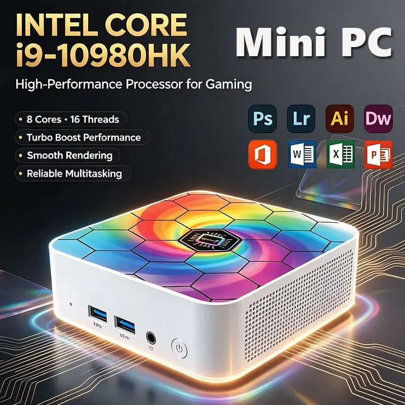 2026 Mini PC Core i9 10980HK Windows 11 Computer 16GB RAM 1TB M.2 SSD Portable Gaming Computer 60Hz 4K HD Mini Desktop PC Gamer