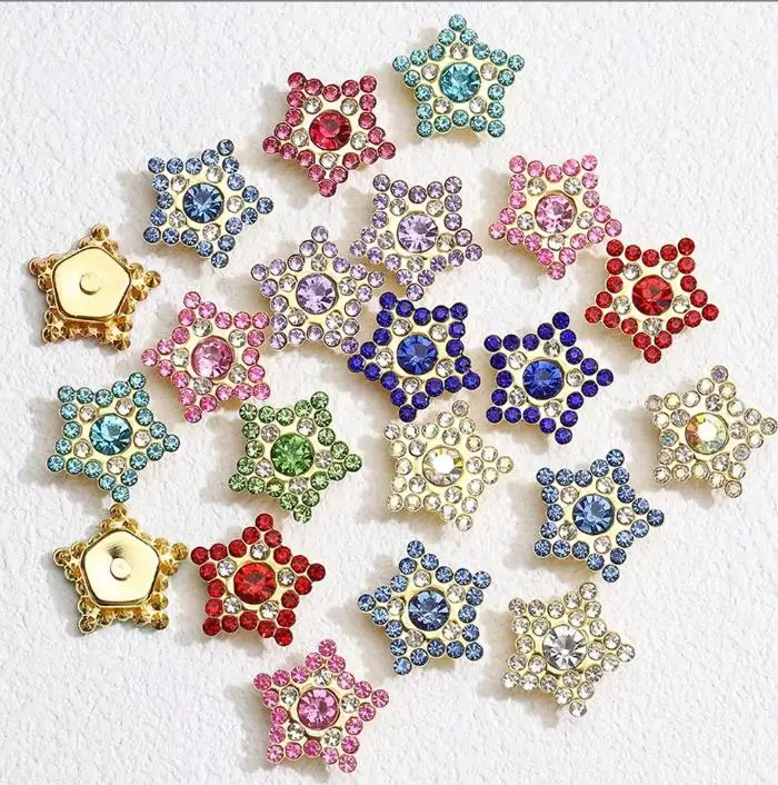 10pcs Crystal Rhinestone Star Flatback Cabochons Beads for DIY Badge Clothing Decro Jewelry Making Accessories