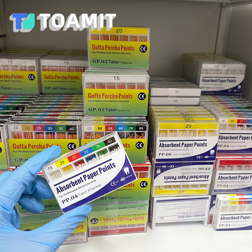 

1box Absorbent Paper Points Dental Gutta Percha Points Taper Materials Tips PP GP Endodontics Root Canal Filling Fiber Pole