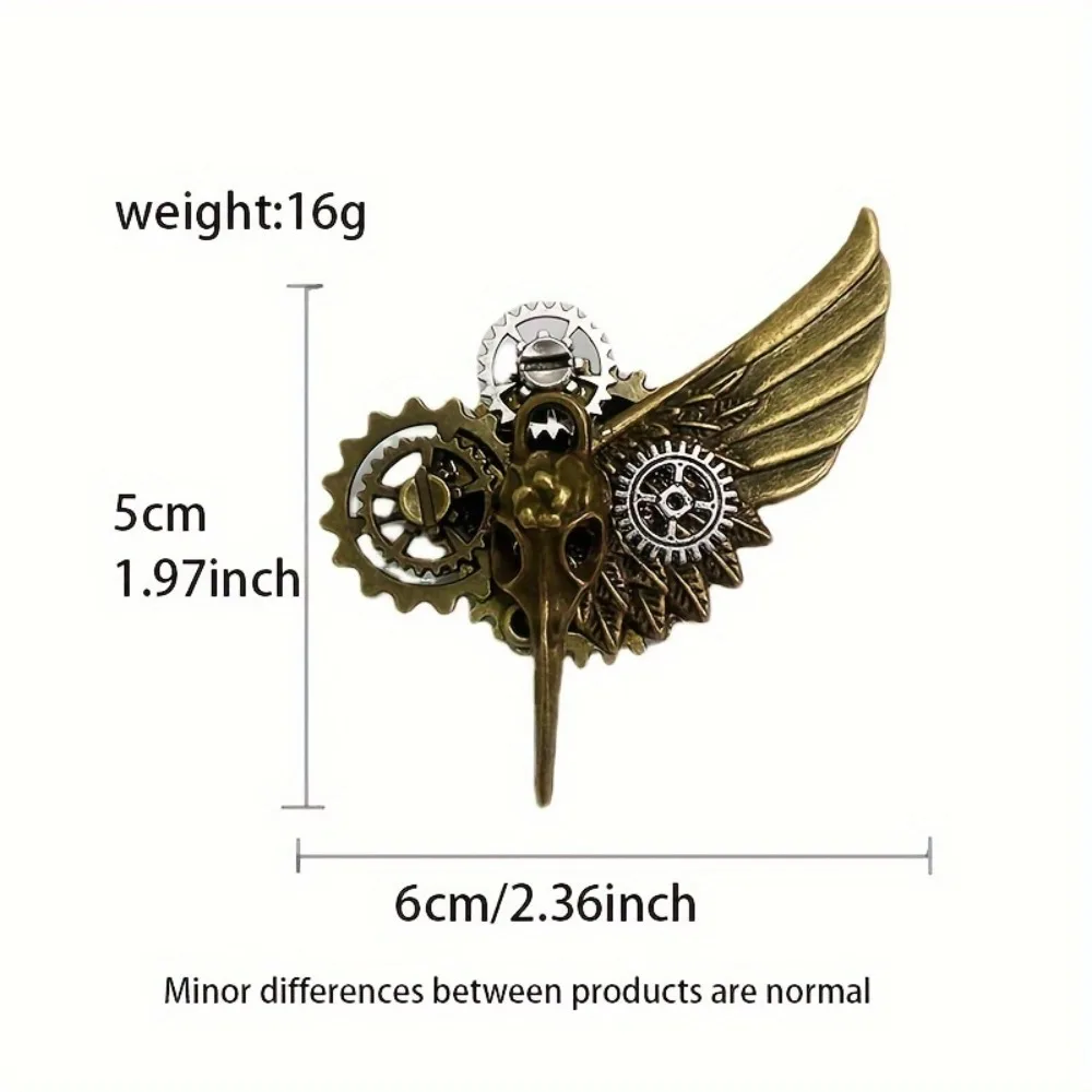 1pc Steampunk Wings Bird Bone Gear Brooch Gothic Pin Accessories Performance Jewelry Pins