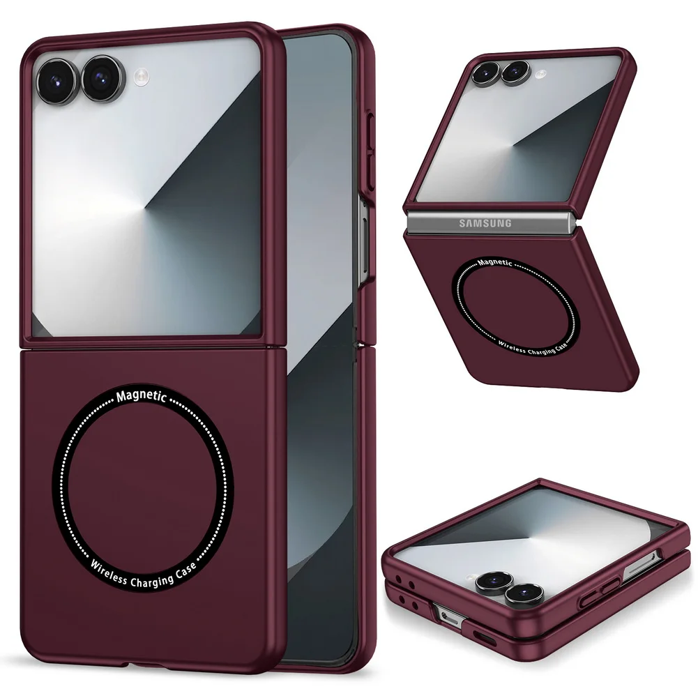 Ultrathin Anti-slip Textured Phone Case for Samsung Galaxy Z Flip 8 Z Flip 7 6 5 4 for Magsafe Built-in Magnetic Cover