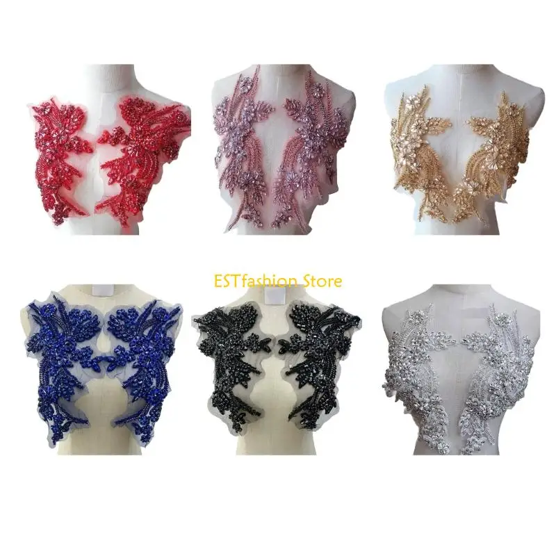 

Y5GC Jeweled Suit Applique Sewing Rhinestones Applique Artistic Patches for Crafts