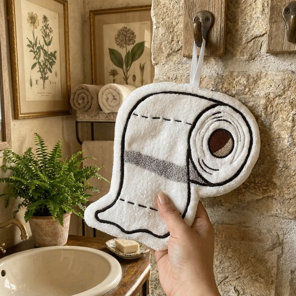 Creative Super Absorbent Roll Paper Hand Towel Soft Thickened Coral Fleece Towel Funny Kids Handkerchief Living Room Use