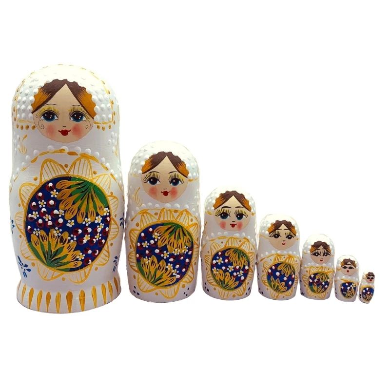 Poupées empilables russes traditionnelles, 7 pièces, jouet collection pour fille florale vibrante