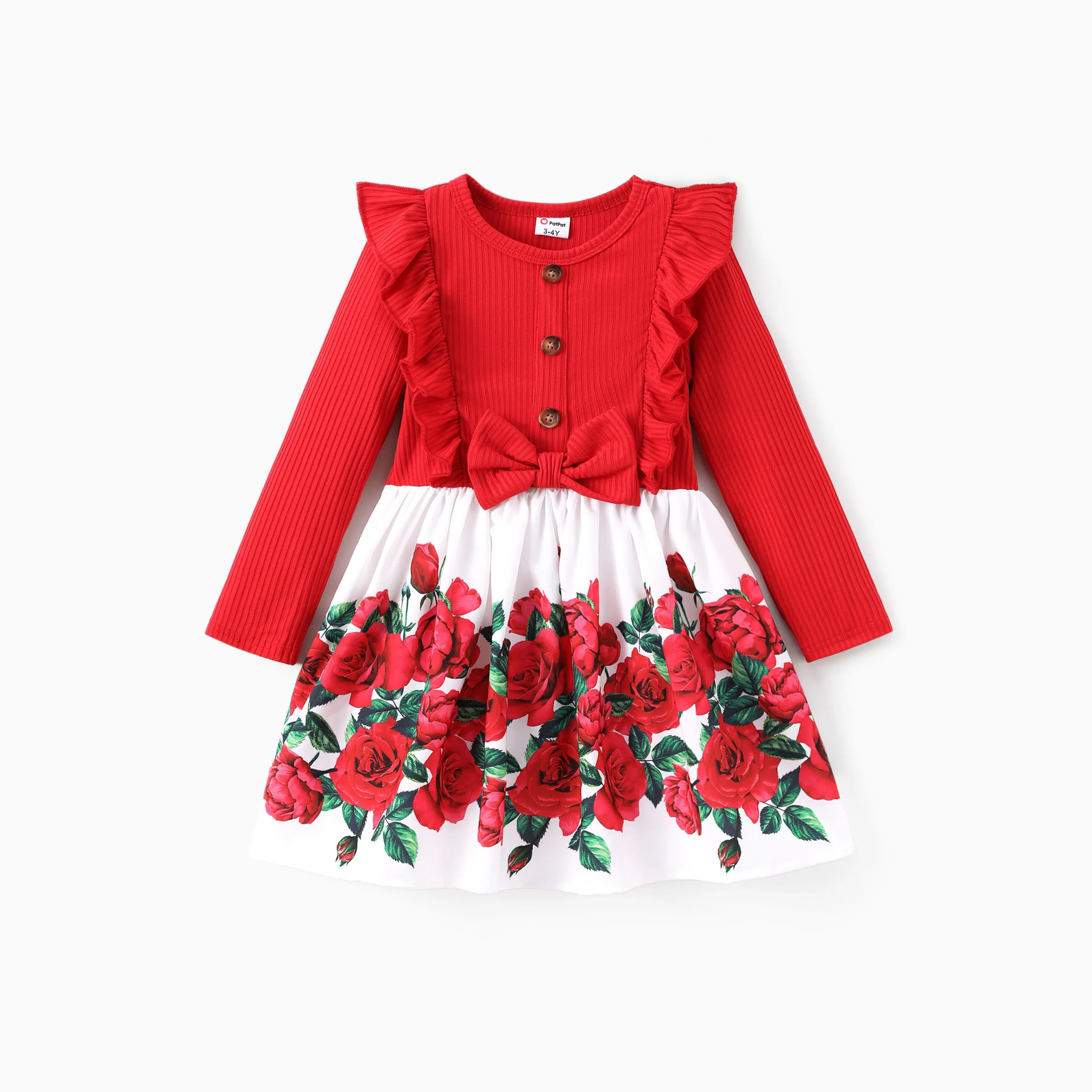 PatPat Toddler Girl Sweet Floral Ruffled Dress Party Clothes