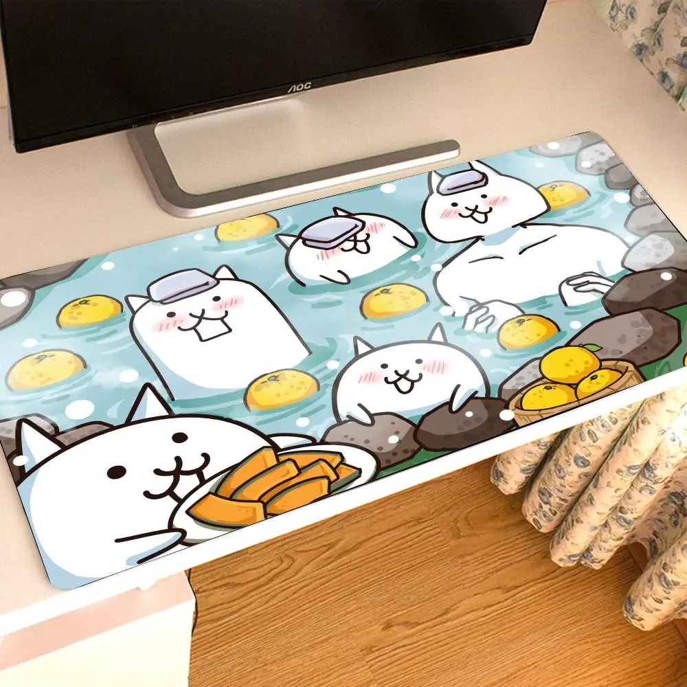 Cute Cat Printing Laptop Computer Custom Made Natural Rubber Desk Rug Mouse Pad Kawaii Mouse 900x400 For Office Carpet pad