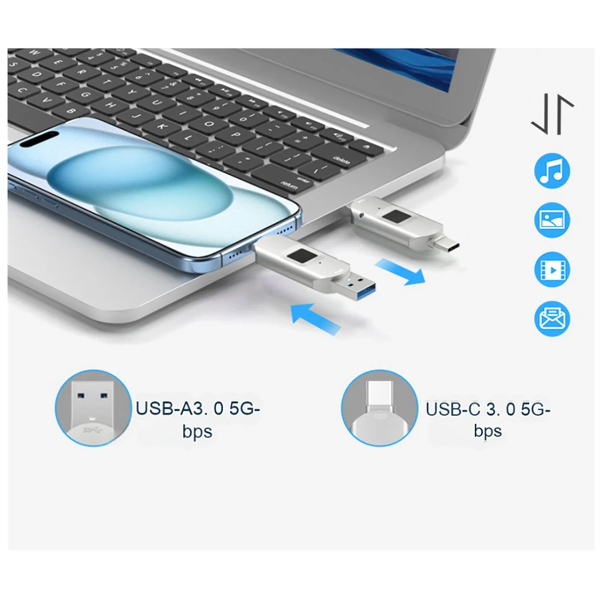 Disco USB encryptado ARY adequado para celular e computador com reconhecimento de impressão digital Apple Type-C