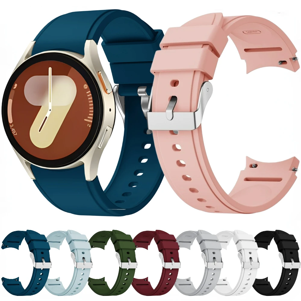 

Silicone Strap for Samsung Galaxy Watch 7 44mm 40mm 6 5 4 Original Bracelet for Samsung Watch 6 Classic 47mm 43mm/5Pro 45mm Band