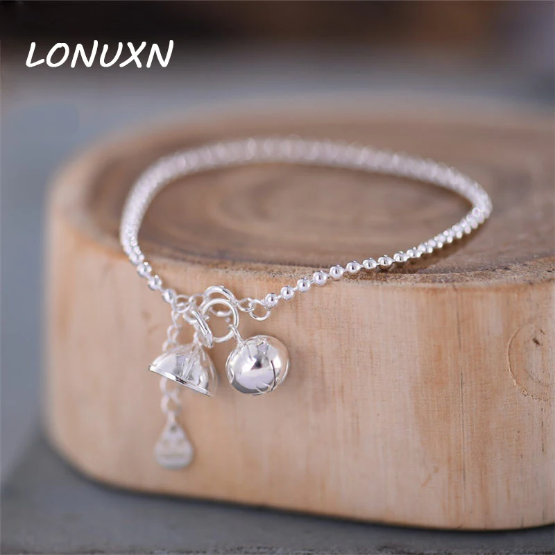 High Quality Original 925 Sterling Silver Lotus Bell Shape Art Retro Female Anklet Retro Simple Girls Female Summer Foot Jewelry