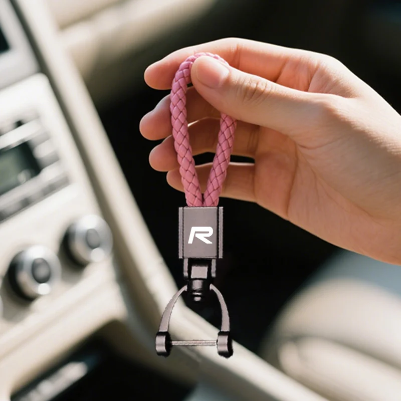 Automobile braided rope key chain hand-woven leather key For Volvo R design T6 AWD S40 S60 S90 XC40 XC60 XC90 V40 Accessorie