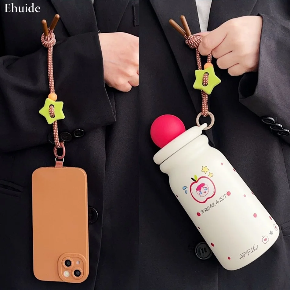 Ins-Style Niedliches Stern-Handgelenksband Universelles Schlüsselband Handyhülle Wasserflaschentasche Schlüsselanhänger Anti-Verlust-Zubehör Handgewebtes Seil