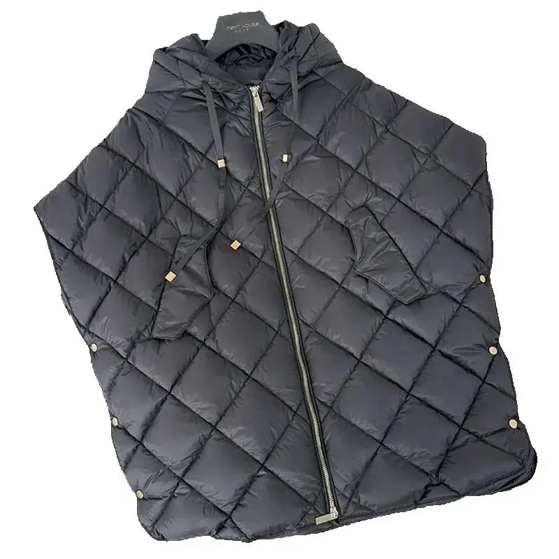 Lagabogy Women 90% White Duck Down Irregular Vest With Hood Loose Sleeveless Puffer Jacket Solid Fashion Autumn Winter Top 2025