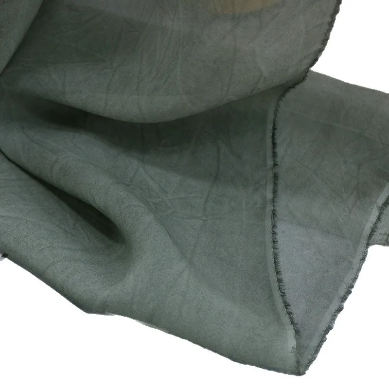 10 momme georgette silk fabric with a mottled light slightly stiff and wide dirty dyed