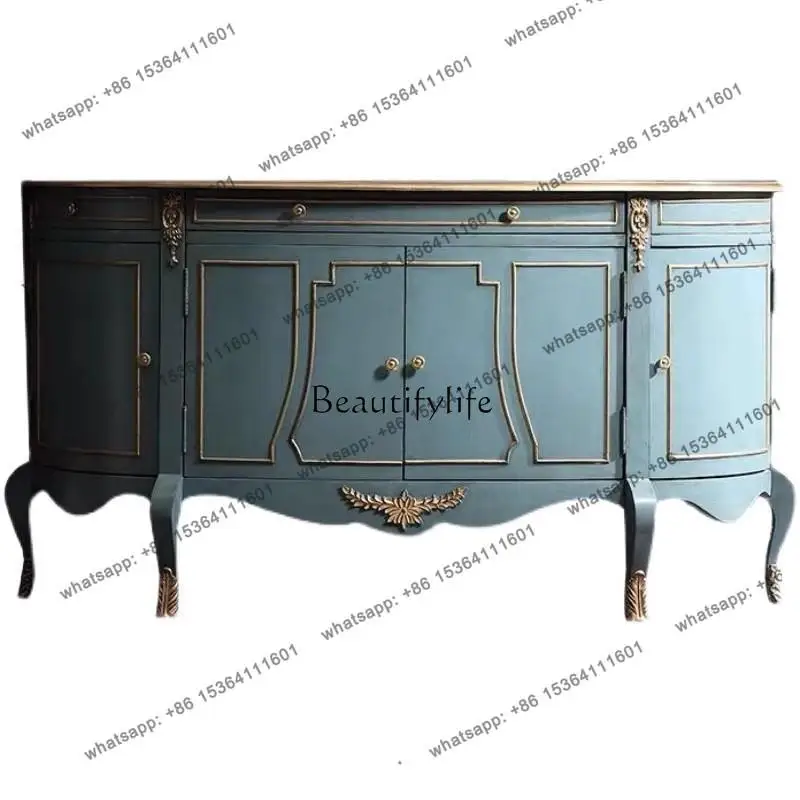 

12French light luxury entrance cabinet modern simple European solid wood carving