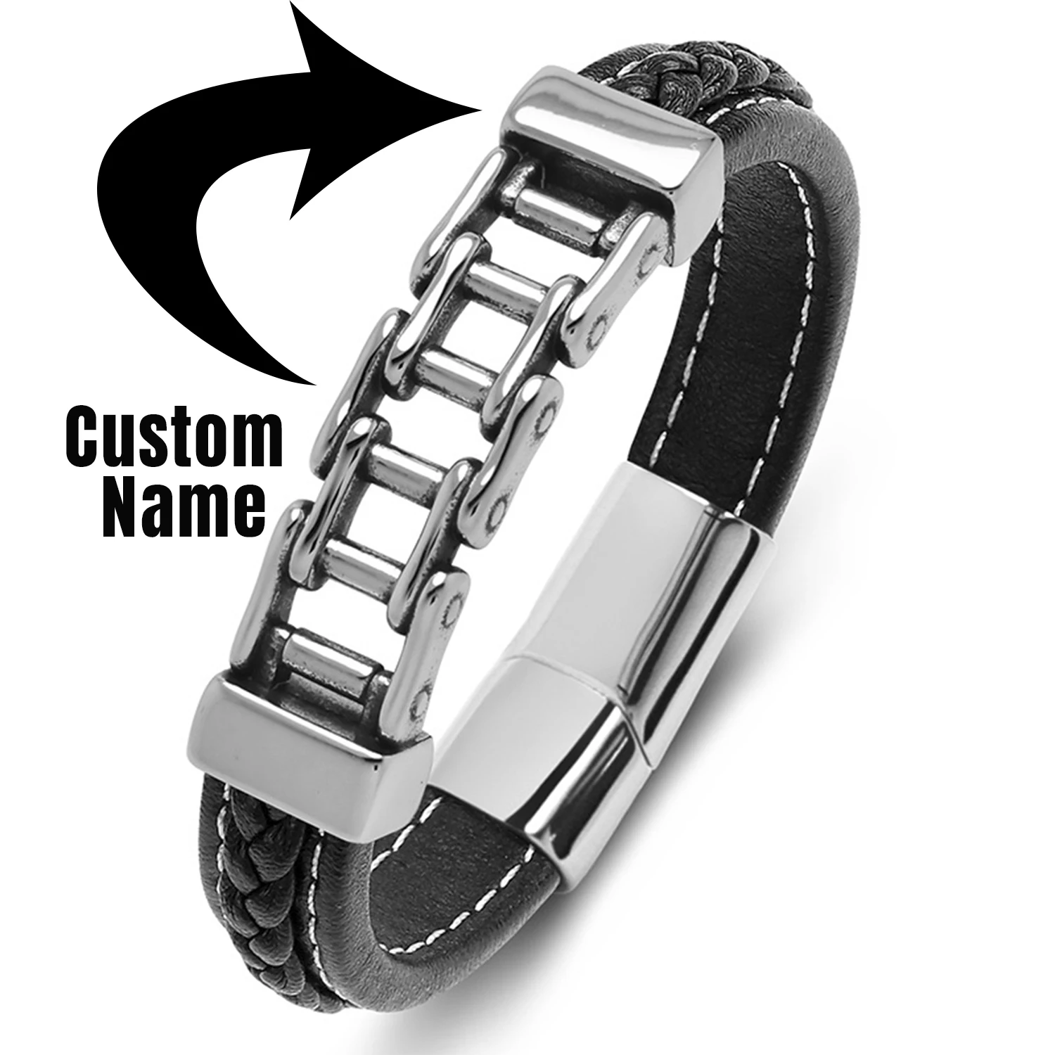 

Personalized Name Engraved Men leather Bracelets Custom Partner Bracelet Luxury Wedding Leather Gifts for Guests