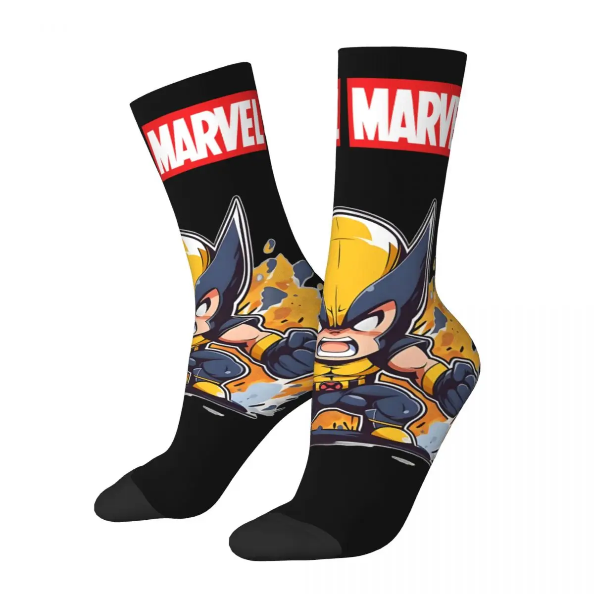 Chibi Claws Men's compression Socks Unisex Marvel X-man Deadpool & Wolverine Street Style Seamless Printed Novelty Sock