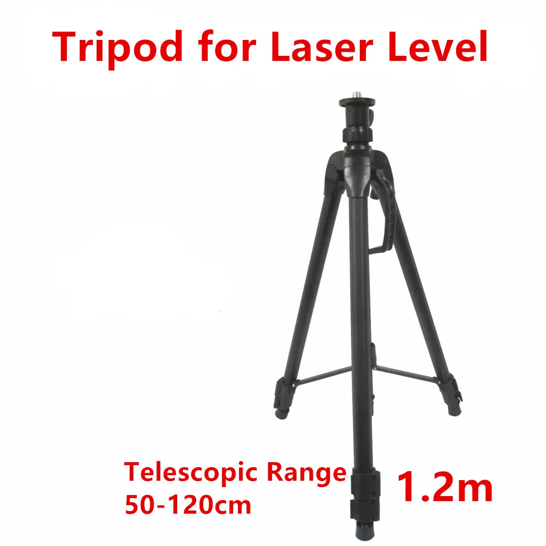 1.2M 50-120cm BLACK Lazer Level Tripod With Tripod Head for Lazer Level 5/8 inch Mounting Thread