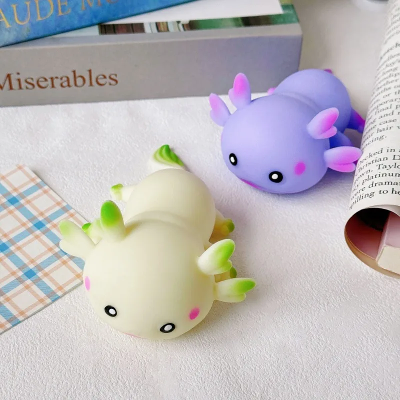Axolotl Squeeze Ball Niedlicher Fisch Entspannen Cartoon Antistress Squishy Stressabbau Langsam steigend für Erwachsene Kinder Stretchspielzeug
