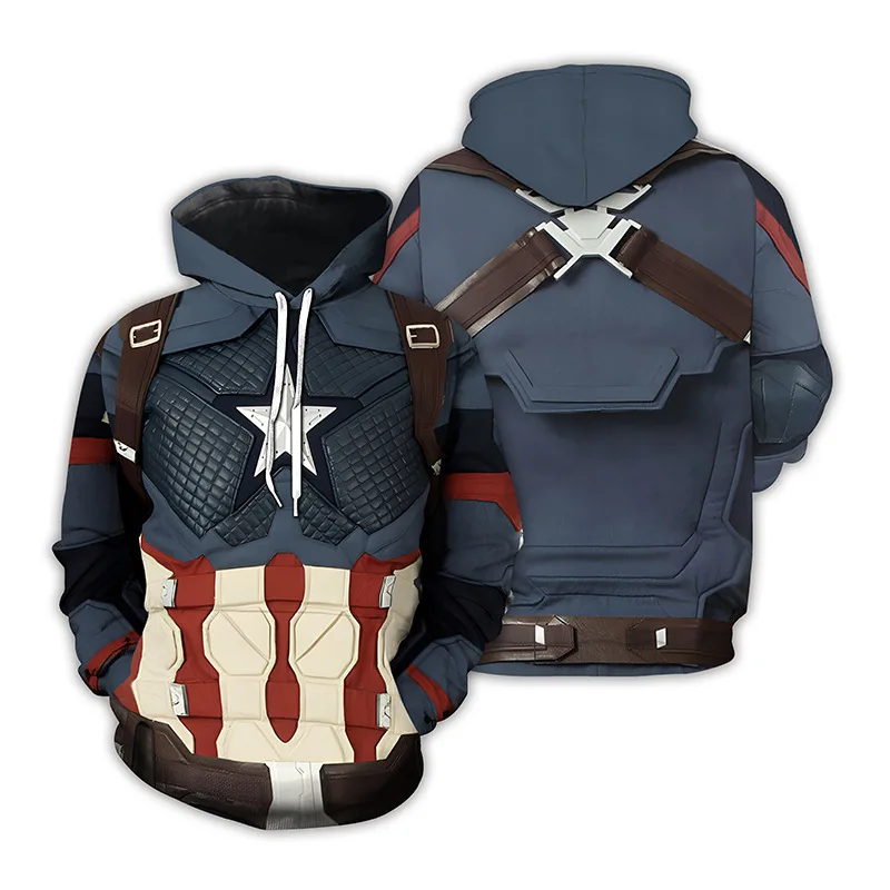 3D Printed Captain America 4 Cosplay Hoodie Superhero Costume Polyester Casual Coat Captain Pullover Uniforms Autumn