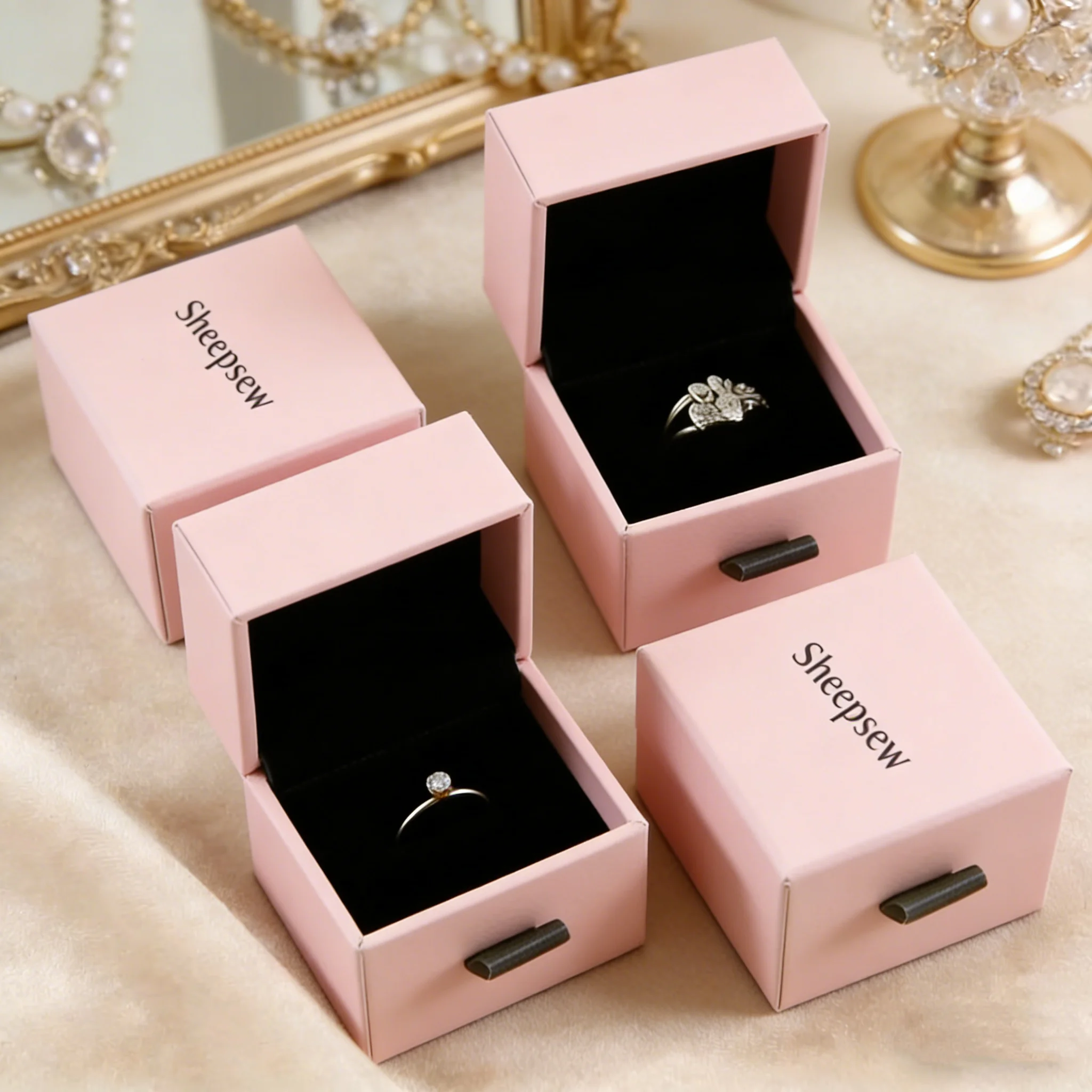 50pcs Cardboard Jewelry Box High Quality Krafty Paper Handmade Package Drawer Boxes With Custom Logo
