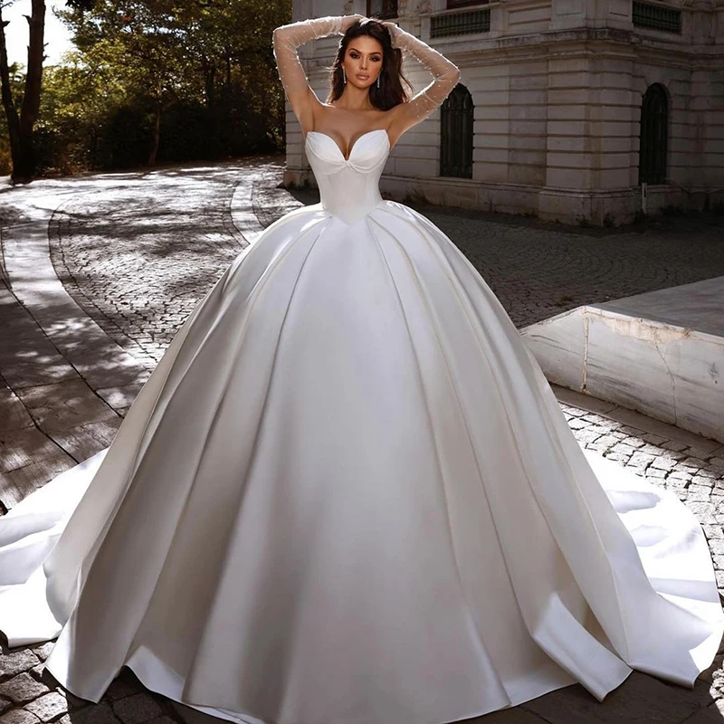 Vestidos de Novia Formales Blancos con Corte en A, Vestido de Novia Estilo Princesa con Escote Corazón, Vestidos de Novia Boho para Graduación, Bestidos De Novia