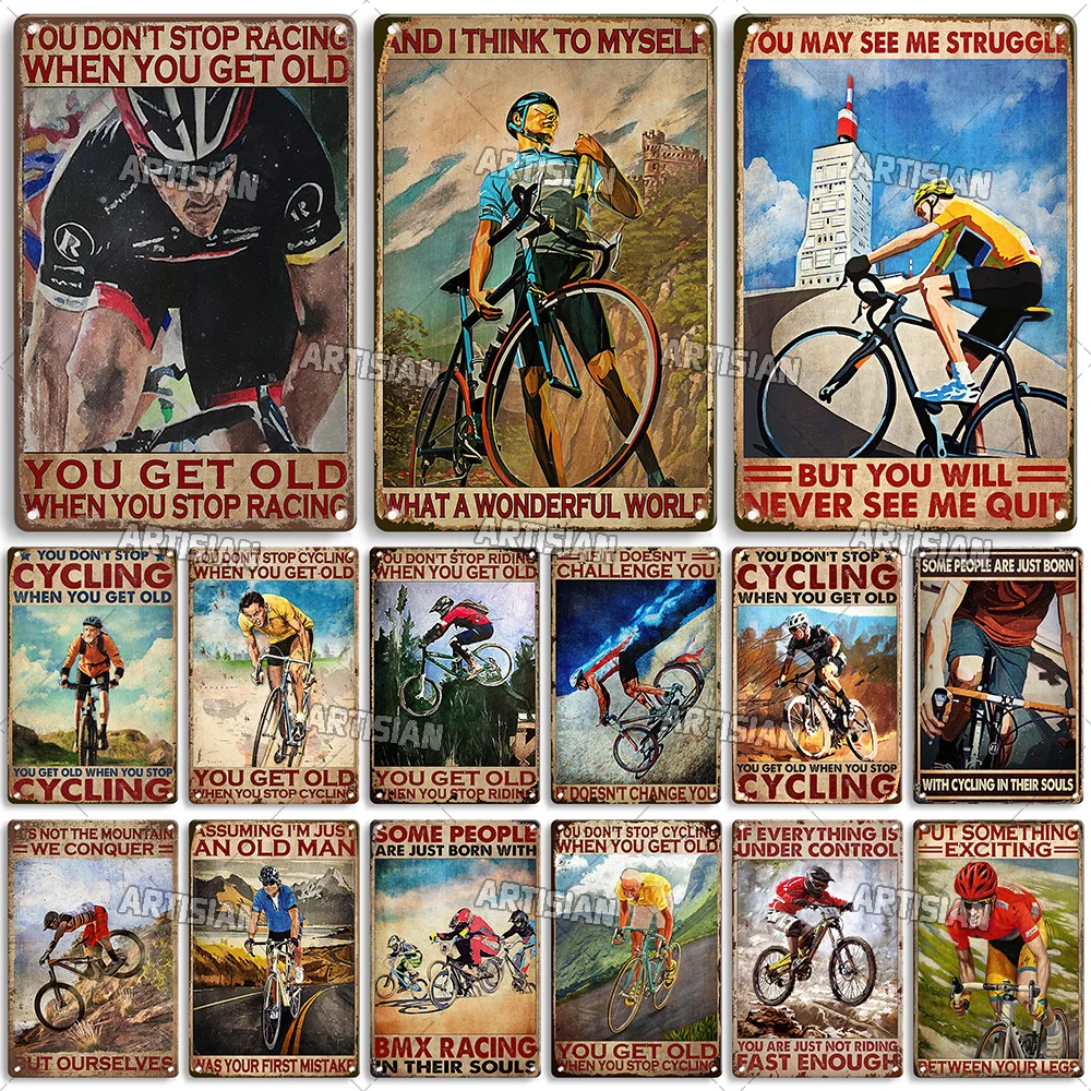 Image of Artisian Fahrrad Metallschild Fahrrad Sport Blechschild Radfahren Dekoratives Poster Wanddekoration Garage Bar Pub Club Hotel Café Küche