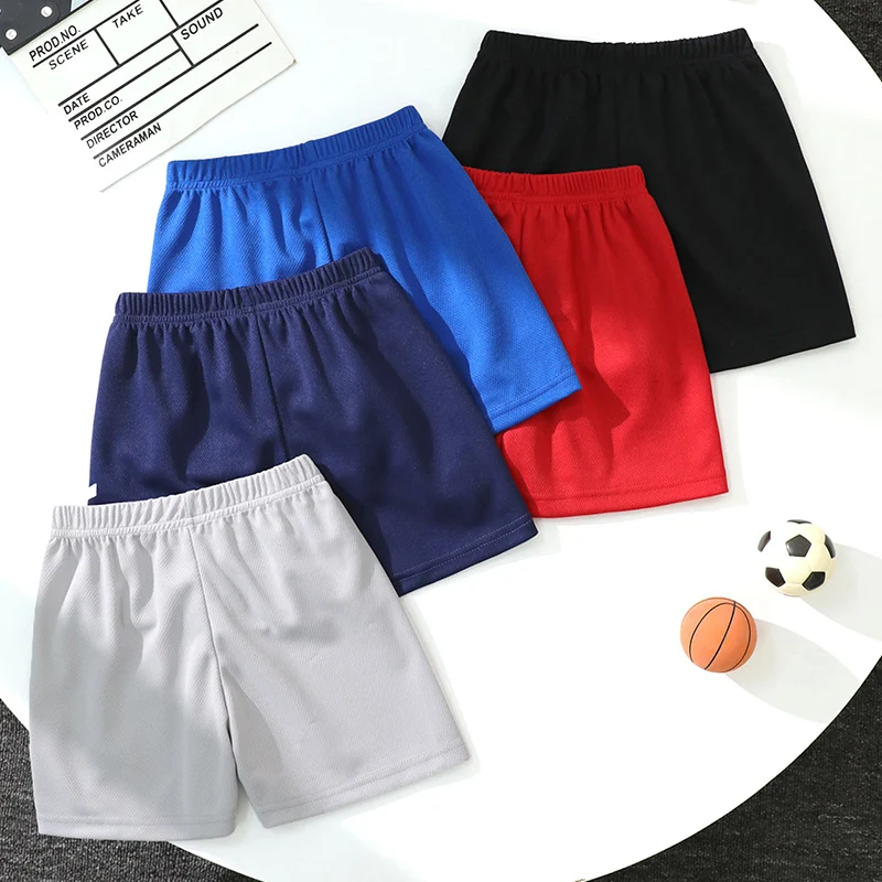 1/3/5 шт. летние детские однотонные быстросохнущие дышащие шорты для мальчиков, спортивные повседневные брюки для бега, пляжные шорты для отдыха для девочек