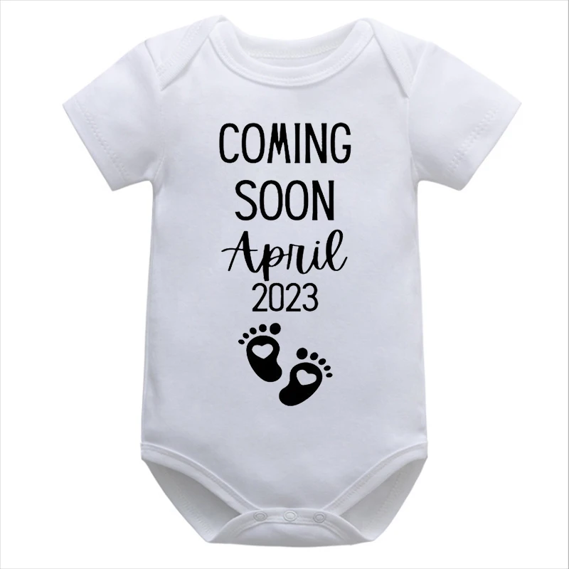 April 2023 Pregnancy Announcement Baby Romper New Baby Coming Soon Baby Clothes See You In April Bodysuit Pregnancy for April