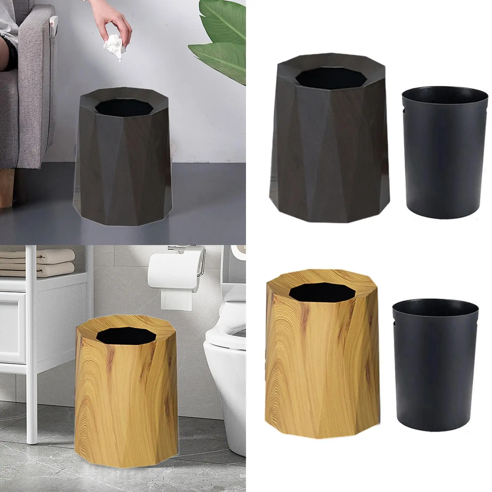 

Round Trash Can Nordic Stylish Reusable Anti Spill Waste Basket Trash Bin Rubbish Bin for Laundry Room Bedroom Dorm Kitchen Yard