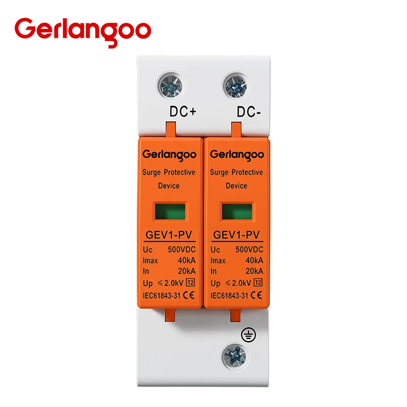 Surge Protective Device SPD DC 500V 800V 1000V 2P DC1000V 20KA~40KA Low-voltage Arrester House DIN Rail 2 Poles Protector
