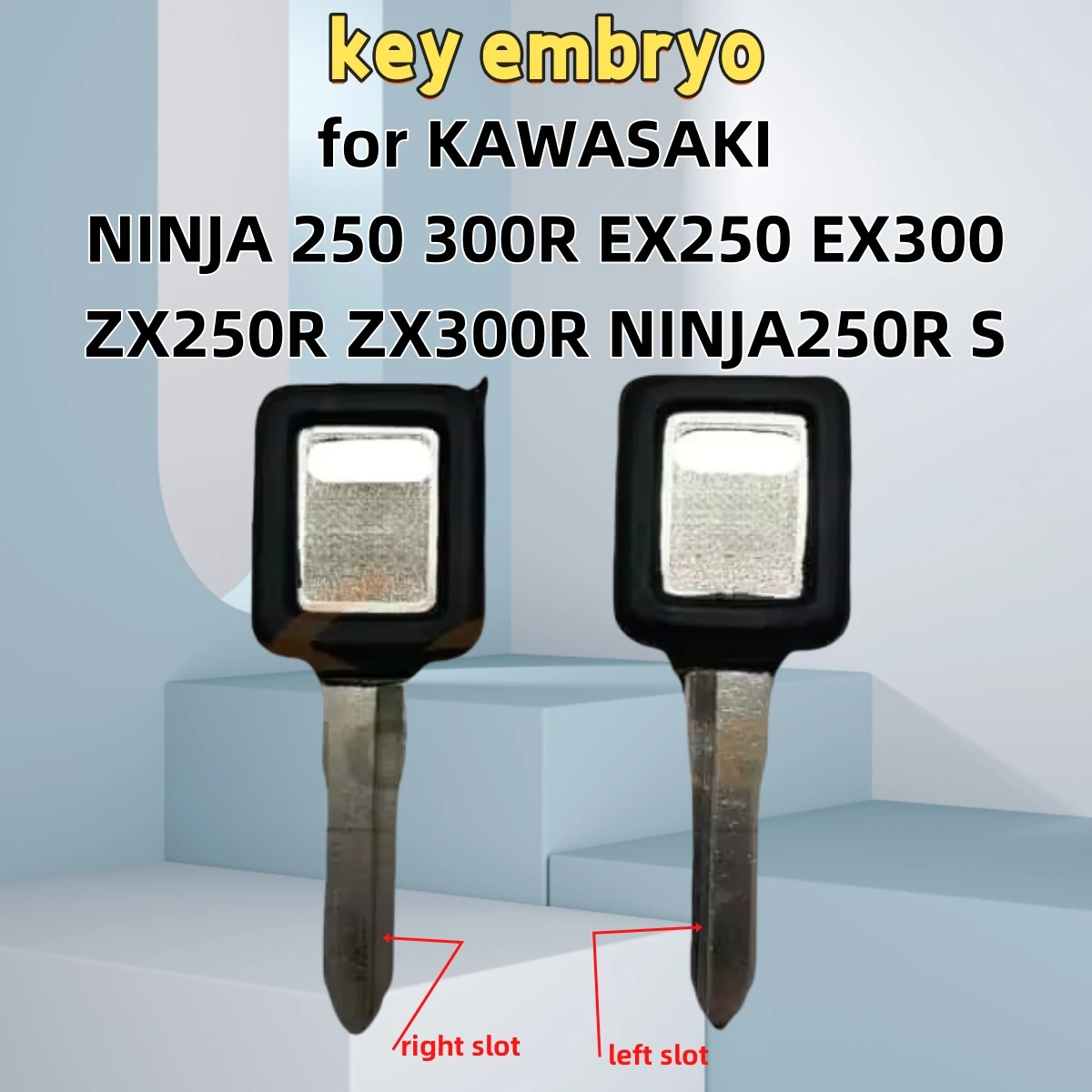 

for KAWASAKI NINJA 250 300R EX250 EX300 ZX250R ZX300R NINJA250R S Motorcycle Uncut Key Blank Compatible with 2008-2013 Models
