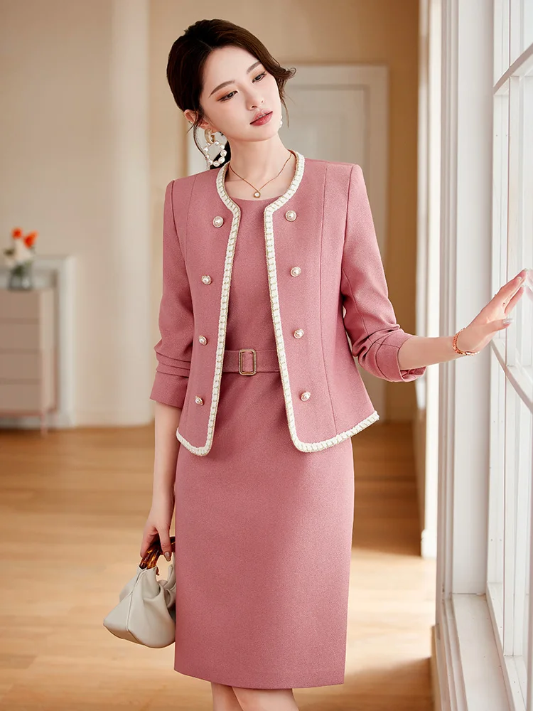 Autumn Dress Suits Women Fashion Two Piece Set Outfits Blazer Top Office Ladies Formal OL Work Professional Wear