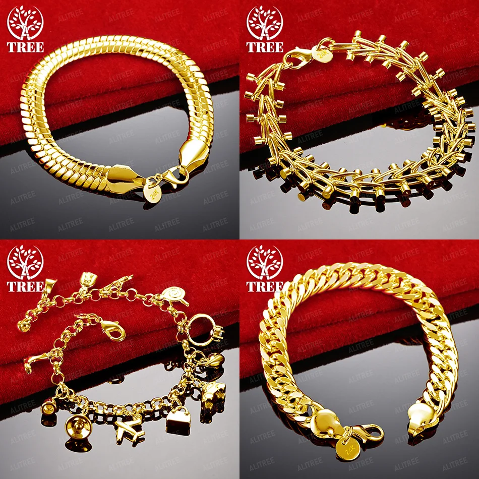 

18k Gold Shoe/Bag Double Row Bead Chain Flat Side Chain Cuban Bracelet Christmas Party Fashion Fine Jewelry Gift Accessories