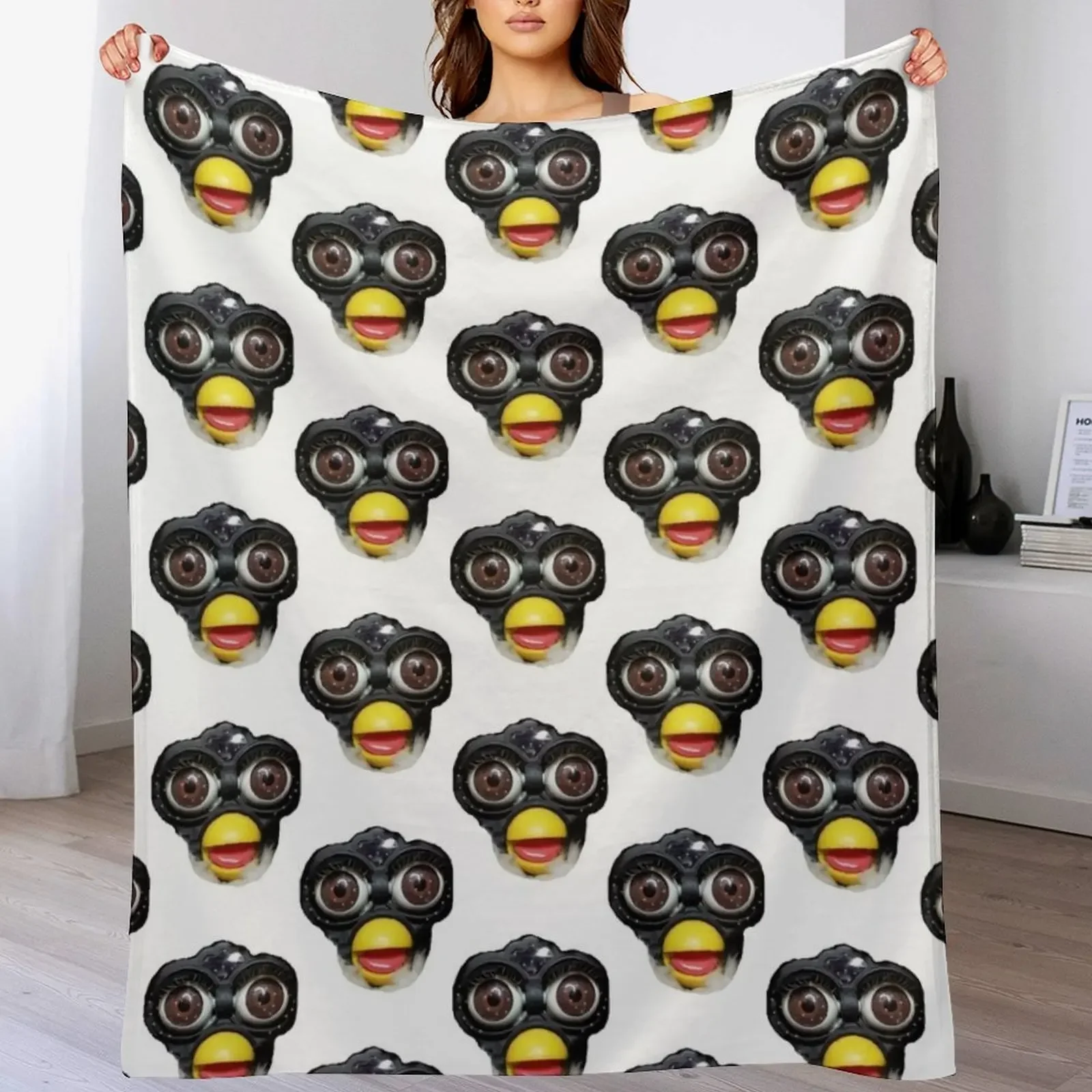 Furby face Throw Blanket Decorative Soft Throw Blanket for Couch Sofa