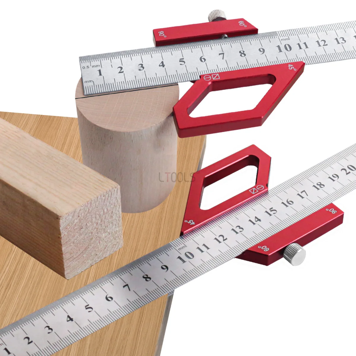 Center Finder Woodworking Square 45/90 Degree Right Angle Line Gauge Center Scribe Carpenter Ruler Wood Measuring Scribe Tool