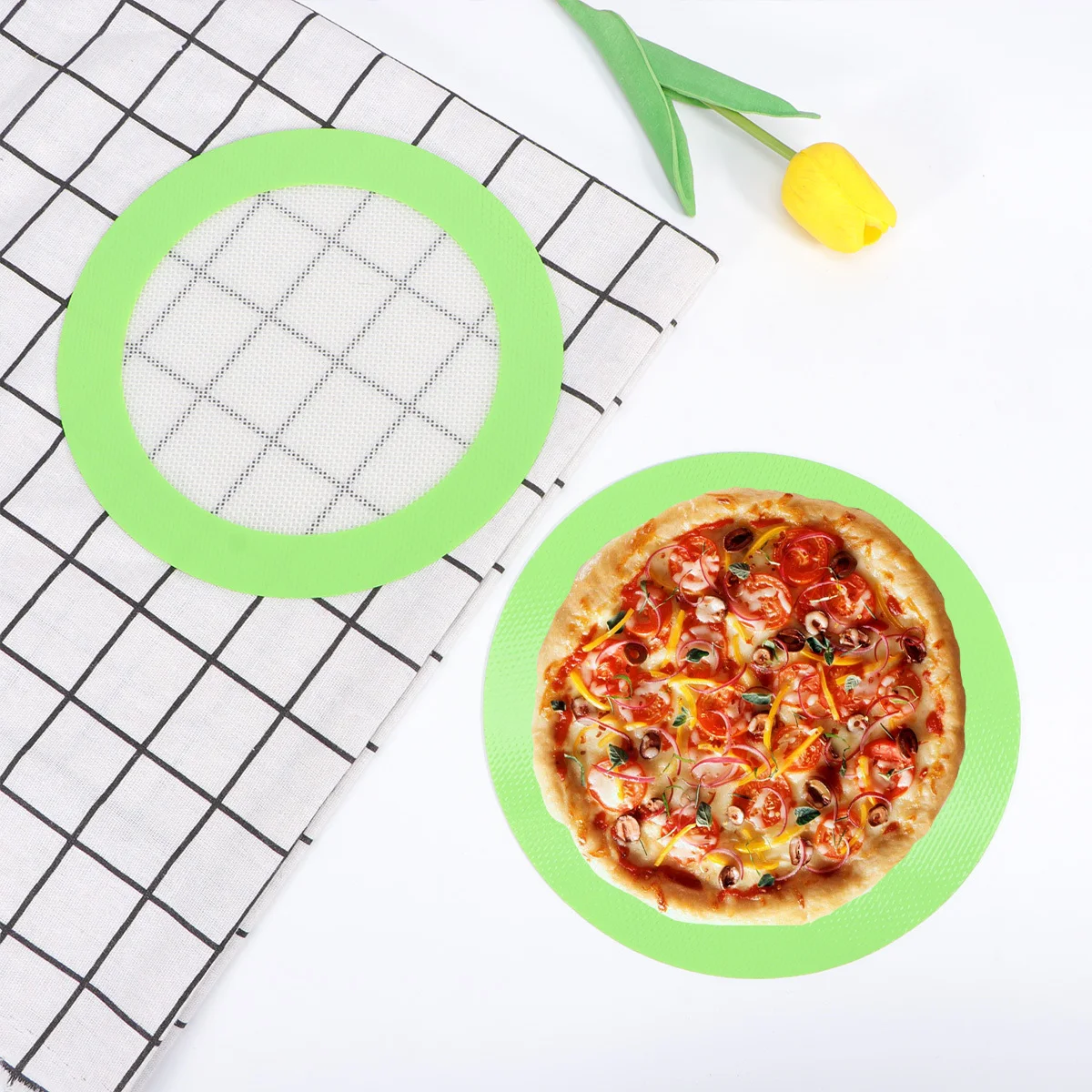 

3 pcs Silicone Baking Mat Heat Resistant Non-Stick Reusable Kitchen Liner For Pies Pizza Pastries Bbq Mat Green 20Cm