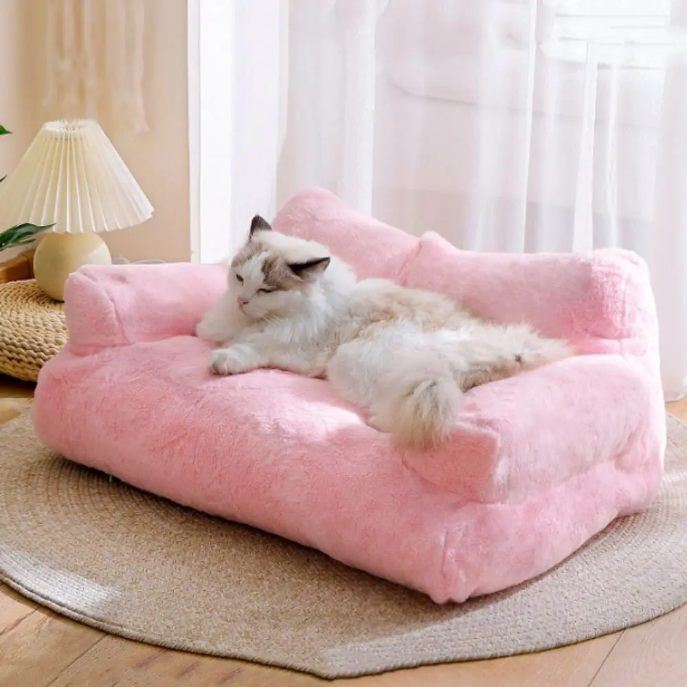 

Plush Soft Cat Bed Sofa Warm Washable Winter Warm Cat Nest Non-slip Detachable Kitten Puppy Sleeping House Spring