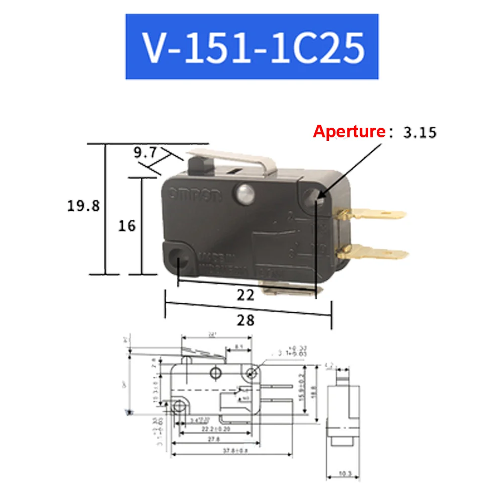 5PCS 10A 250V Limit Switch V-15-1C25 V-152-1C25 V-153-1C25 V-154-1C25 V-155-1C25 V-156-1C25 The Micro Switch Travel Switch