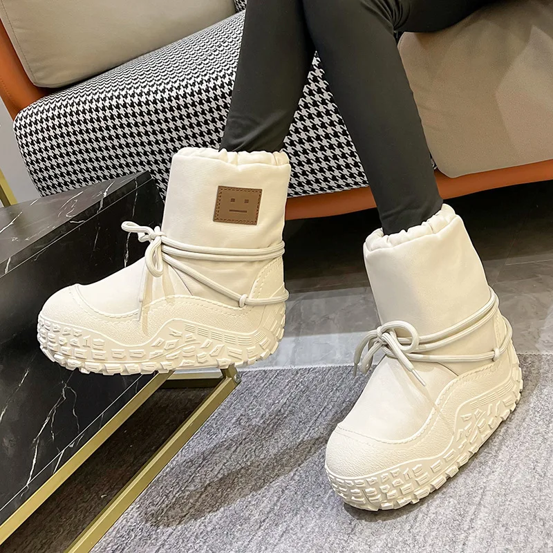 Winter Women\'s Plush Fashion Cotton Shoes Large Platform Anti Slip Snow Boots Outdoor Work High Quality Comfortable Lady\'s Boots