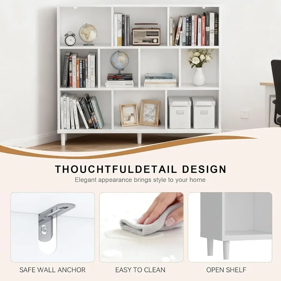 10 مكعب التخزين المنظم رف الكتب واسعة 3 الرف خزانة الكتب مكتبة خزانة الكتب تخزين الكتب الألعاب أكثر سهلة لأنا #4