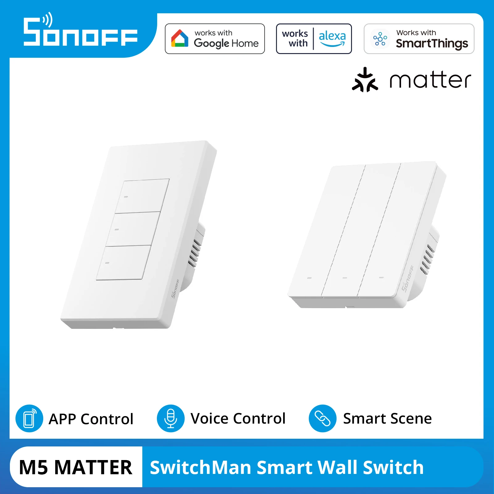 

SONOFF M5 Switchman Matter WIFI умный настенный переключатель 86, поддержка голосового управления ewelinkAlexa Google Apple Home SmartThings