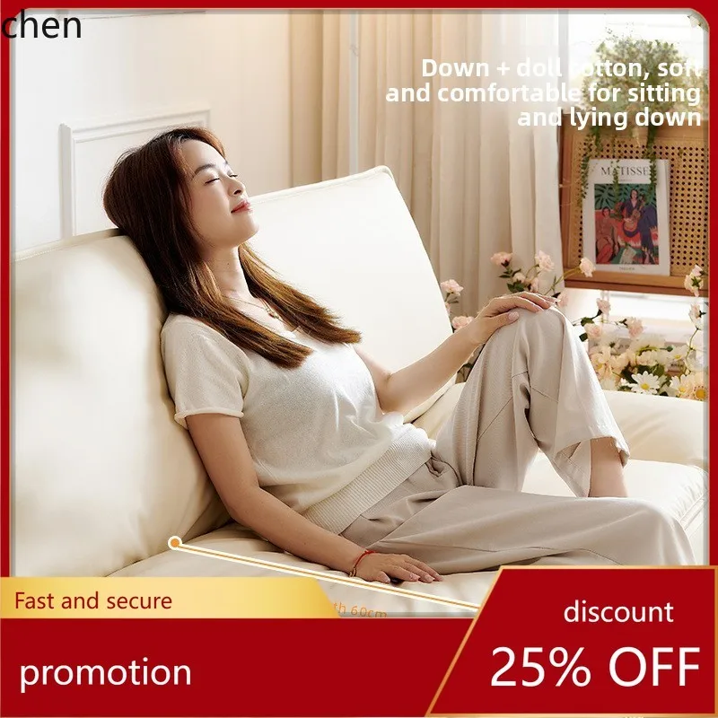 HT Cream Style Sofa Foldable Dual-use Single Person Living Room Straight Row Sailboat Sofa Bed