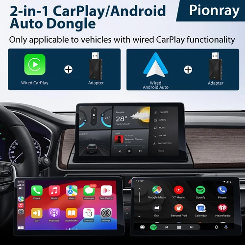Imagen 2 del producto Adaptador Carplay inalámbrico 2 en 1, convierte adaptador carplay cableado a inalámbrico para iPhone, Control inalámbrico Plug & Play Carplay